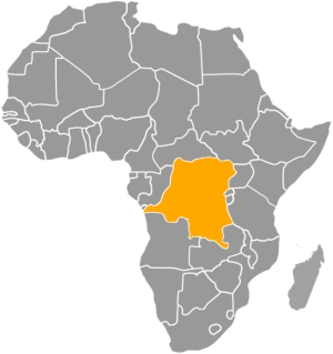 cartina geografica della'Africa con evidenziata la Repubblica Democratica del Congo