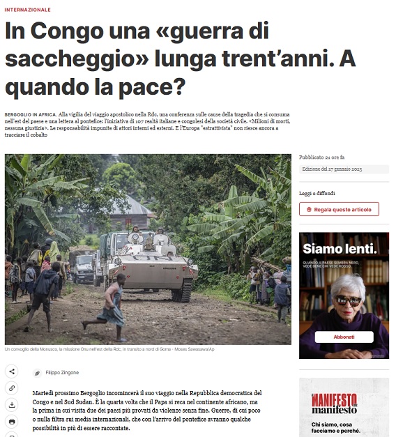 Rassegna stampa: A quando la pace in Congo?
